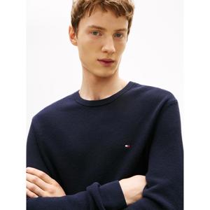 Tommy Hilfiger Flag Embroidery Textured Crew Neck Jumper